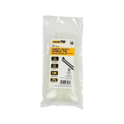 Light Duty Cable Tie, 5-In - pack of 100