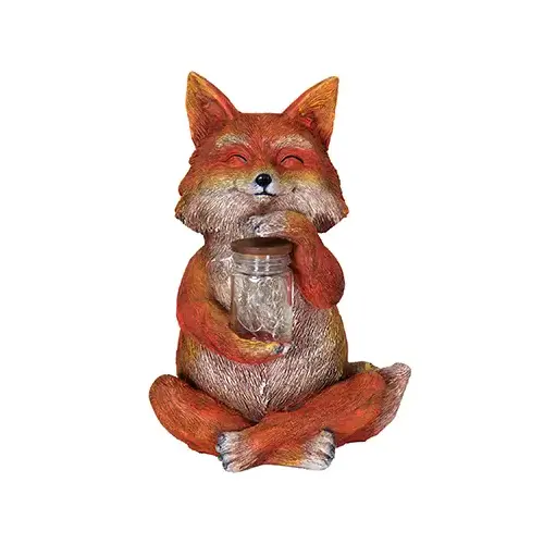 LED Solar Statue, Fox With Lighted Fireflies