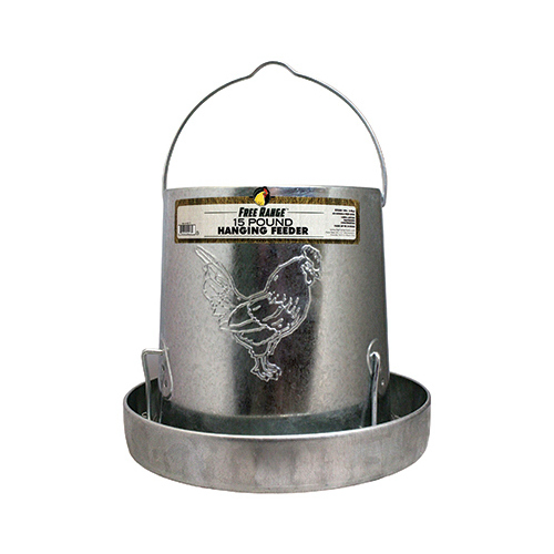 Hanging Poultry Feeder, Galvanized Steel, 15-Lb. Capacity