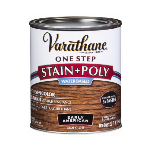 Stain & Polyurethane, Water-Based, Early American, 1-Qt.