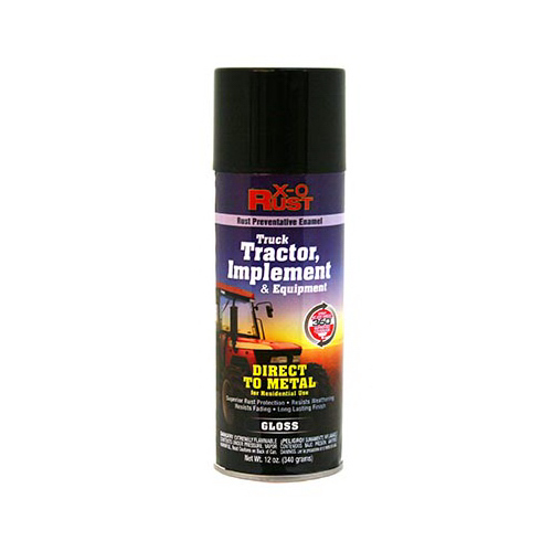 Rust-Preventative Enamel Spray Paint & Primer for Metal, Truck, Tractor, Implement & Equipment, Gloss Black, 12 oz.