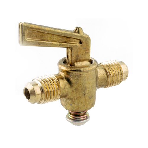 Flare 2-Way Shut-Off Cock, Brass, 3/8 x 3/8-In.