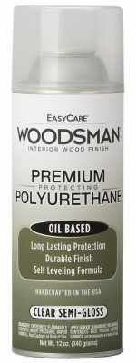 TRUE VALUE MFG COMPANY PV23-AER Woodsman Fast Dry Varnish Polyurethane Interior Wood Finish, Oil Base, Clear Semi-Gloss, 12-oz. Spray