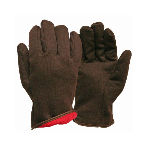 Jersey Winter Work Gloves, Brown Fleece Lined, Men's L