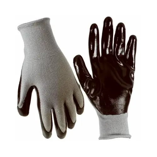 Extra Grip Glove, Nitrile Palm, Black & Gray, L