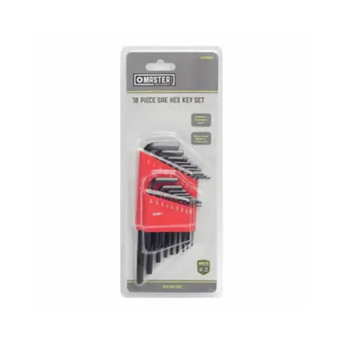 SAE Hex-L Key Set, Short & Long Arm, 18-Pc.