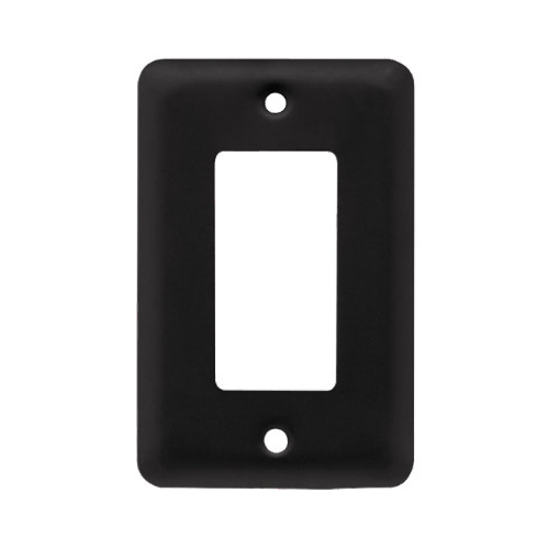 Decorator Rocker/GFI Wall Plate, 1-Gang, Stamped, Round, Matte Black Steel