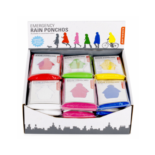 KIKKERLAND DESIGN PO01-A Emergency Rain Poncho, Assorted Colors