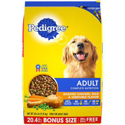 Pedigree 14355 Dry Dog Food, Adult Complete Nutrition Roasted Chicken & Rice, 16-Lbs.