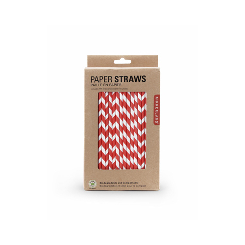 KIKKERLAND DESIGN CU13R Paper Straws, Biodegradable, Red, 144-Ct.