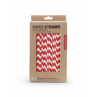 KIKKERLAND DESIGN CU13R Paper Straws, Biodegradable, Red, 144-Ct.