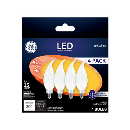 LED Decorative Light Bulb, Frosted, 4-Watts - pack of 4