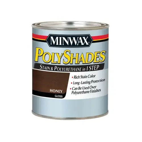 PolyShades Stain and Polyurethane, Gloss, Honey, Liquid, 1 qt