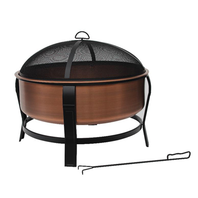 Four Seasons Courtyard FT-1103E Fire Pit, Copper With Black Accents, Screen + Poker, 30-In.