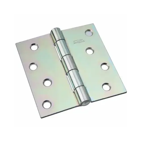 Utility Hinge, 4 in W Frame Leaf, 0.11 in Thick Frame Leaf, Steel, Zinc, Riveted Pin, 70 lb