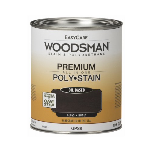 Woodsman Stain & Polyurethane In One, Oil-Base Gloss, Honey, Qt.