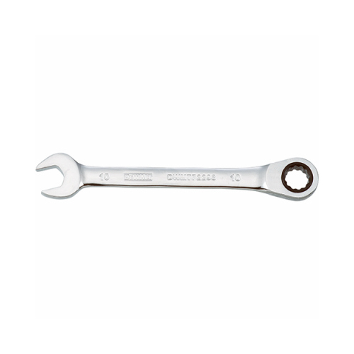 Combination Wrench, Metric, 10 mm Head, 5-5/32 in L, 12-Point, Chrome, Comfort-Grip Handle