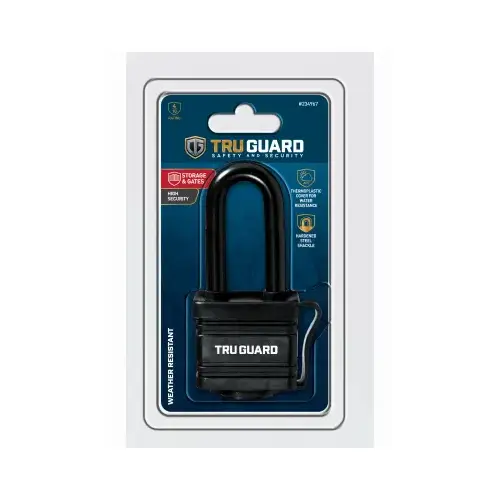 Keyed Padlock, Laminated Steel, All-Weather Cover, 1-9/16-In.