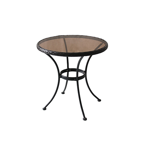 Sonoma Bistro Table, Steel and Glass, Woven Rim