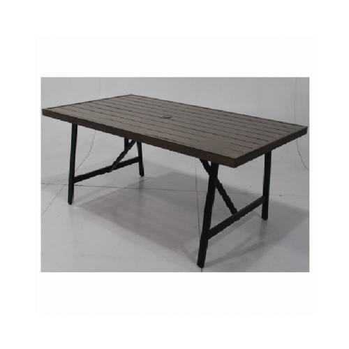 Four Seasons Courtyard ALT11312H60 Eastport Slat Top Patio Dining Table, 2-Tone Aluminum, 40 x 70-In.