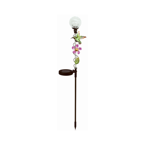 Solar Stake Light, Color-Changing Ball With Hummingbird