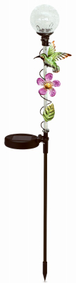 HEADWIND CONSUMER PRODUCTS 830-1430 Solar Stake Light, Color-Changing Ball With Hummingbird