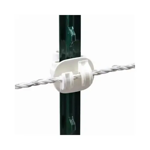 POWERFIELDS R-CT-25-W T-Post Claw Insulator, Heavy Duty, White - pack of 25