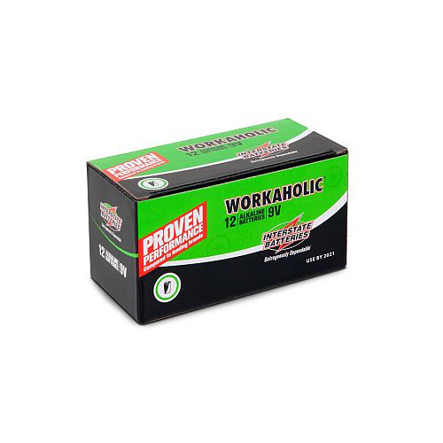 INTERSTATE ALL BATTERY CENTER DRY0196 Workaholic Alkaline Battery, 9-Volt  pack of 12