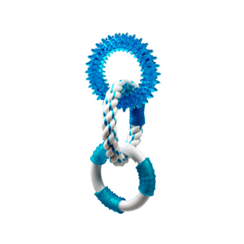 Canine Clean 51155 Rubber & Rope Ring Dental Dog Toy, Peppermint, 11-In.