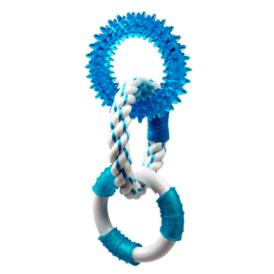 Canine Clean 51155 Rubber & Rope Ring Dental Dog Toy, Peppermint, 11-In.