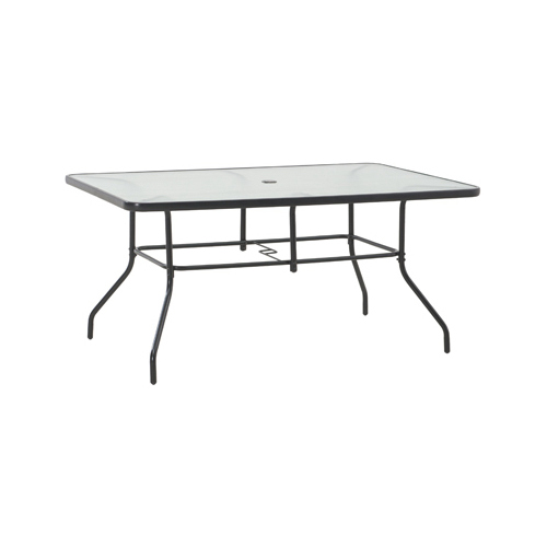 Marbella Dining Table, Black Steel Frame, Glass Top, 61 x 38-In.