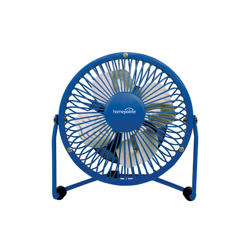 HomePointe CZHV4BLTV High-Velocity Personal Fan, Dual USB/120-Volt, Blue, 4-In.