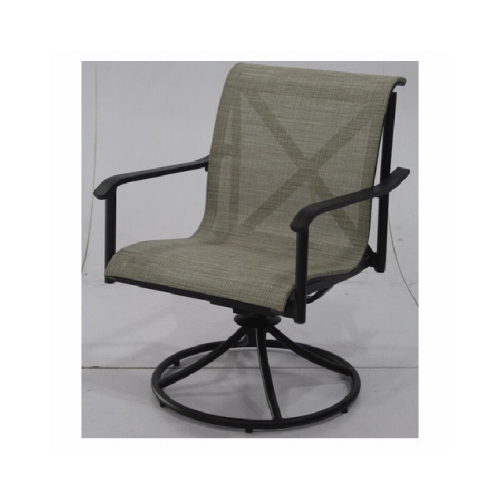 Eastport Patio Dining Swivel Rocker Chair, 2-Tone Aluminum, Ivory Sling Fabric