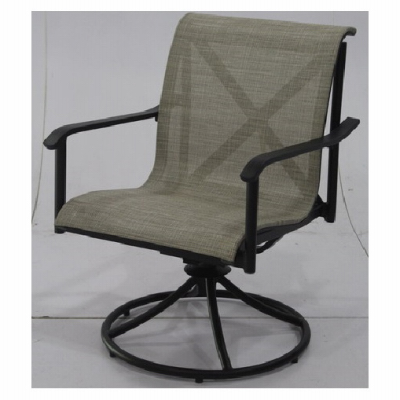 Four Seasons Courtyard ADT01901H60 Eastport Patio Dining Swivel Rocker Chair, 2-Tone Aluminum, Ivory Sling Fabric