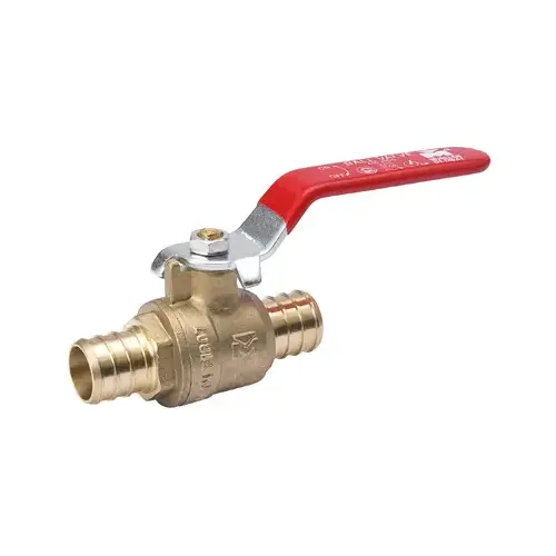 Ball Valve, 1 in Connection, PEX x PEX, 600/160 psi Pressure, Brass Body Chrome