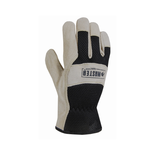 Work Gloves, Suede Leather Palm, Mesh Back, Men's XL