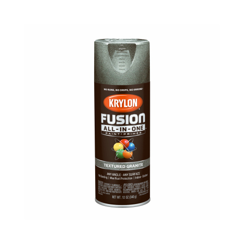 Fusion Primer and Spray Paint, Textured, Granite, 12 oz, Aerosol Can