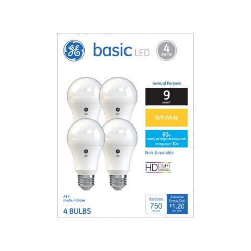 LED Light Bulbs, Soft White, 760 Lumens, 10-Watts - pack of 4