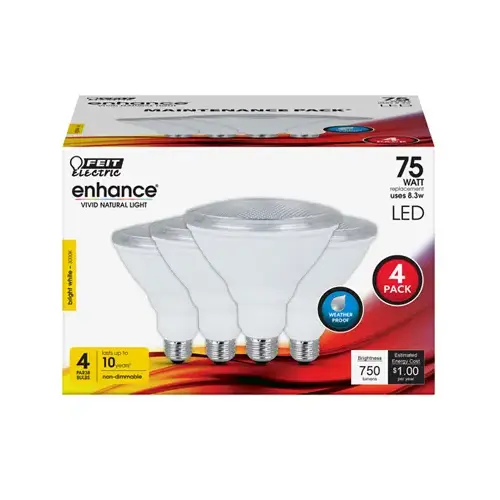 LED Light Bulbs, Par38, Warm White, 750 Lumens, 8.3-Watts - pack of 4