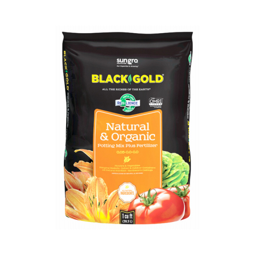 SUN GRO HORTICULTURE 1402040.CFL001P BLACK GOLD Potting Mix, 1 cu-ft Coverage Area, Granular, Brown/Earthy, 70 Bag