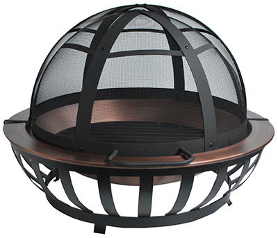 ZHEJIANG YAYI METAL TECHNOLOGY CO FT-71016 Saratoga Fire Pit, Solid Copper Bowl & Steel Frame, Mesh Screen, 40-In. Round