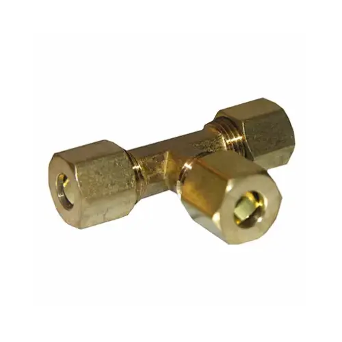 Pipe Fitting, Compression Tee, Brass, 3/8-In.