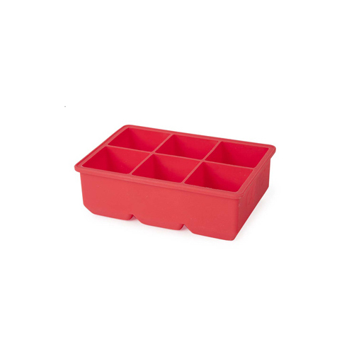 Core Home 12698 Ice Cube Tray, Red Silicone, 6-Cube