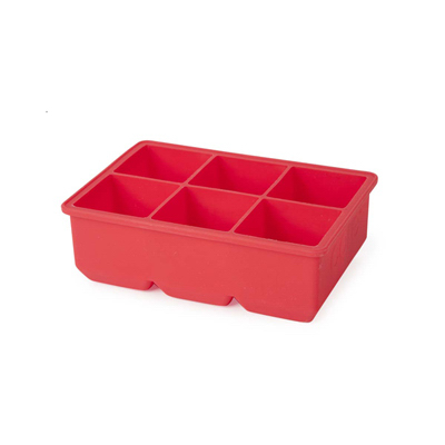 Core Home 12698 Ice Cube Tray, Red Silicone, 6-Cube