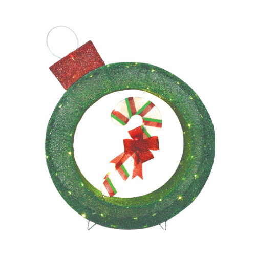 PULEO ASIA LIMITED 163-DE9401L-TWL LED Christmas Outdoor Decoration, Fabric Mesh, Ornament/Candy Cane, 36-In.