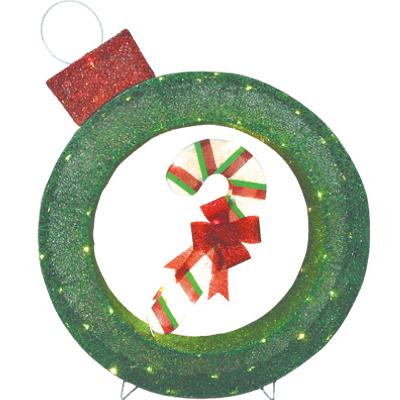 PULEO ASIA LIMITED 163-DE9401L-TWL LED Christmas Outdoor Decoration, Fabric Mesh, Ornament/Candy Cane, 36-In.