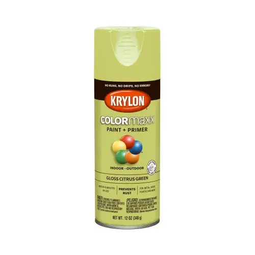 COLORmaxx Spray Paint, Gloss, Citrus Green, 12 oz, Aerosol Can