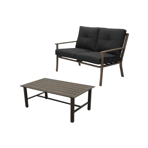 Hazelwood Deep Seating Set, Cushioned Aluminum Love Seat + Table