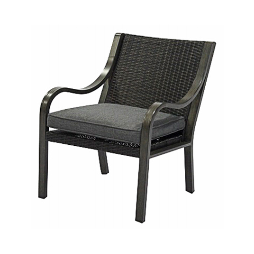 Four Seasons Courtyard AFE04600H60 Canmore Patio Dining Chair, Woven Espresso Back, Graphite Seat Cushion, Aluminum Frame