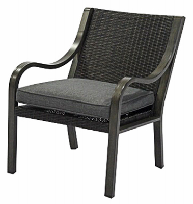 Four Seasons Courtyard AFE04600H60 Canmore Patio Dining Chair, Woven Espresso Back, Graphite Seat Cushion, Aluminum Frame